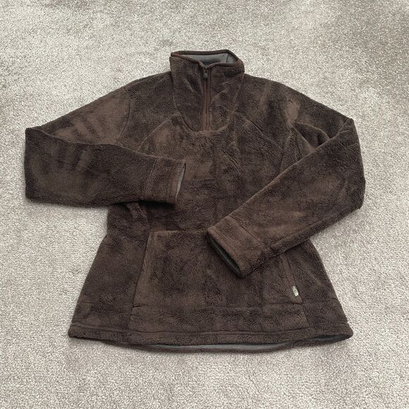 The North Face Osito Fleece Jacket Women Small Brown 1/4 Zip Pocket Outdoor Hike - Picture 1 of 12